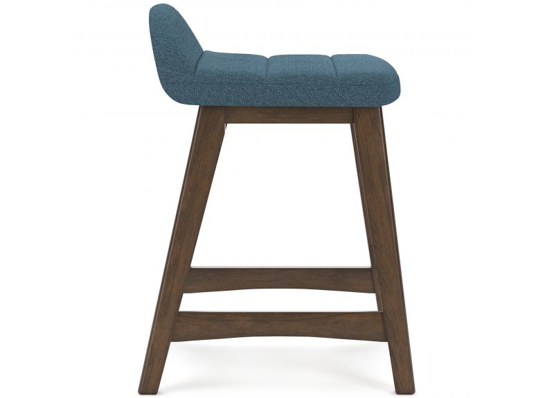 Retro Inspired Fabric Upholstered Wooden Bar Stool in Blue - Jarklin